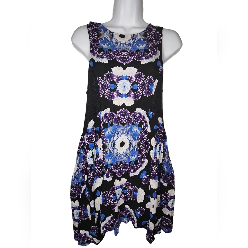 Boho Mini Dress Mesh Back Sz Small